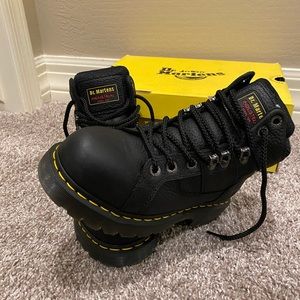 Dr. Martens Ironbridge Leather Steel Toe Boots.